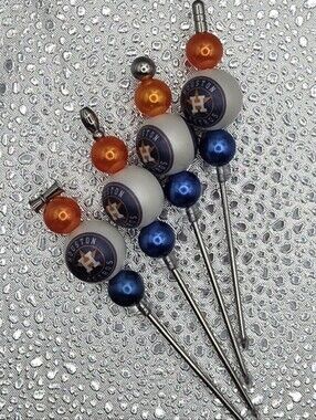 Houston Astros Themed Charcuterie Picks - Orange and Blue Decorative Skewers
